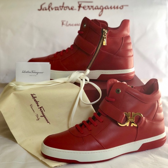 Salvatore Ferragamo Other - SALVATORE FERRAGAMO Red NAYON High Top Sneakers